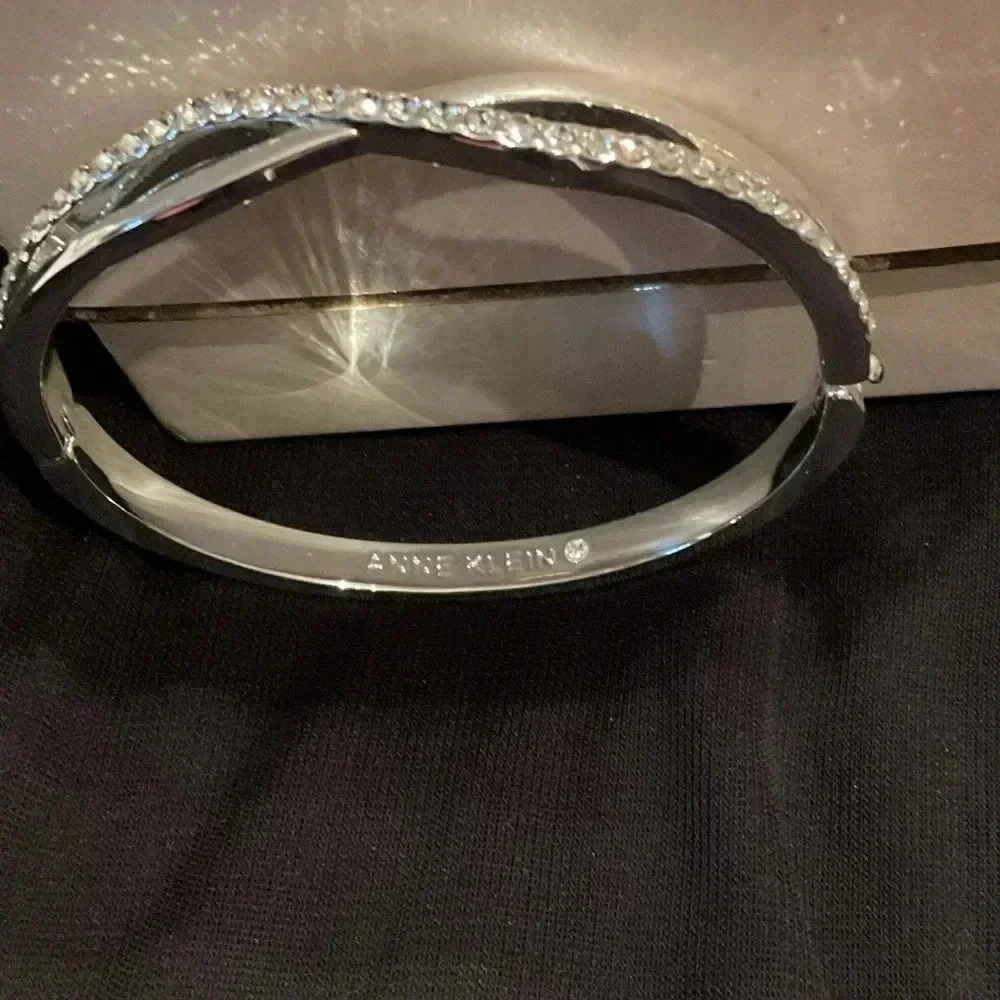 Anne Klein Silver Crystal Crisscross Bracelet.